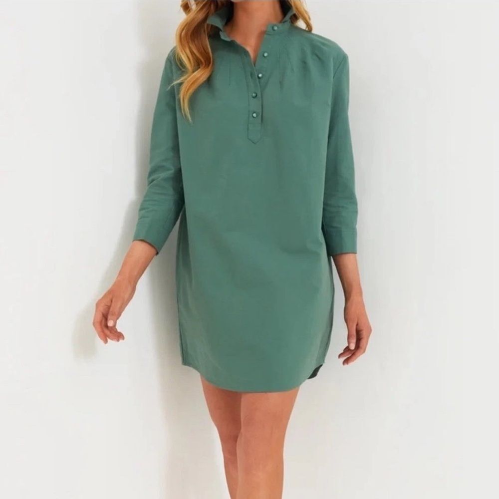 Pomander Place Tuckernuck Polly Popover Shirt Dress 3/4 Sleeve Green medium NWT